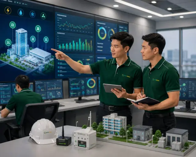 ทีม SynTech วิเคราะห์ข้อมูลพลังงานของอาคารบนจอแดชบอร์ดขนาดใหญ่